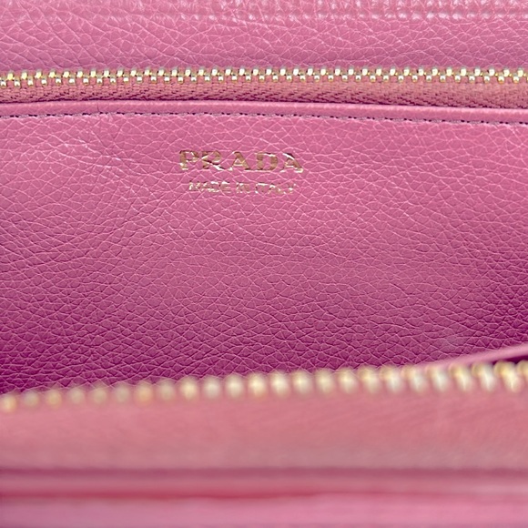 Authentic Prada Saffiano Vernice Leather Bow Zip Wallet-Pink - Picture 10 of 14